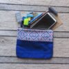Upcycled Pouch in Blue and Pink.