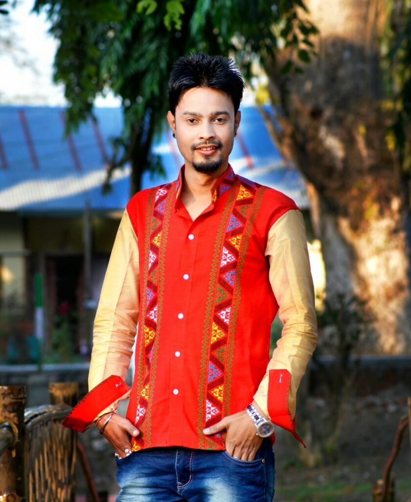 Mens Devotional Dhoti & Towel Set Sukiran Red